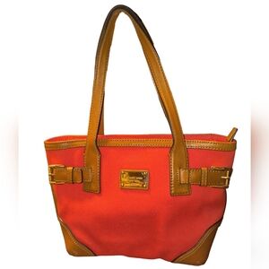 Michael Kors Shoulder Bag Canvas Leather Mandarin Orange Millbrook Tote